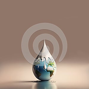 Water drop on earth copy space background. World water day concept