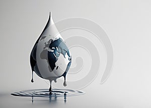 Water drop on earth copy space background. World water day concept