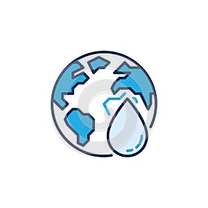 Water Drop with Earth Globe vector modern icon