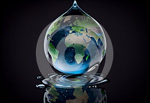 Water drop with earth for World Water Day . Generate Ai.