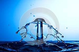 Water drop falling and colliding photo