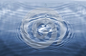 Water drop falling making droplet splash and waves clean and fresh concept.