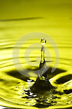 Water drop falling in to a pool of water