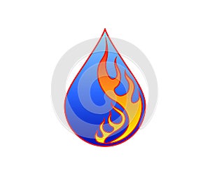 Water drop and flame Logo design vector template Linear style.