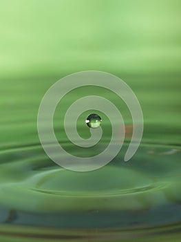 Water drop in green