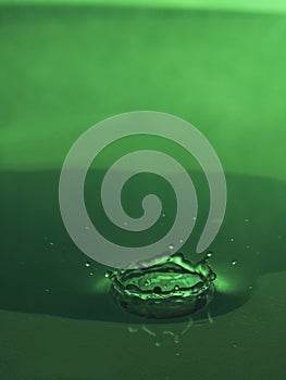 Water drop in green