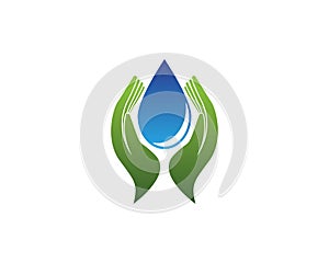 Water drop in hand logo vector template