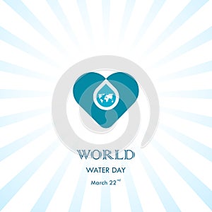 Water drop with heart icon vector logo design template.World Water Day icon.World Water Day idea campaign concept for greeting ca