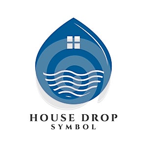 Water Drop House Home Icon Symbol Illustration