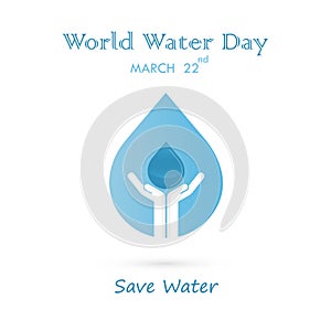 Water drop with human hand icon vector logo design template.