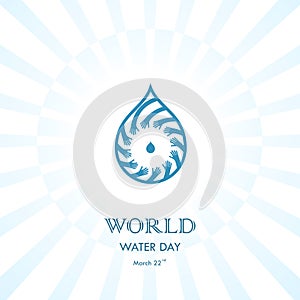 Water drop with human hand vector logo design template.World Water Day icon.World Water Day idea campaign for greeting card and p
