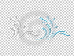 Water And Drop Icon - Blue wave and water splashe, wavy symbol of nature in motion vector Illustrations.