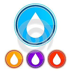 Water drop icon flat design round buttons set illustration design