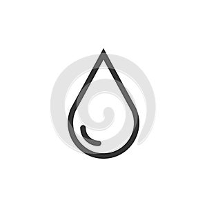 Water drop icon in flat style. Raindrop vector illustration on w