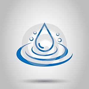 Water drop icon in flat style. Raindrop vector illustration on white background. Droplet water blob business concept