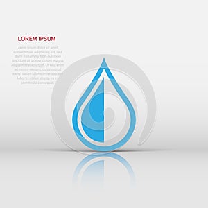 Water drop icon in flat style. Raindrop vector illustration on white isolated background. Droplet water blob business concept