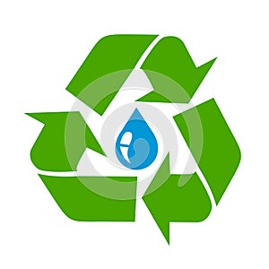 Water drop icon with recycle sign