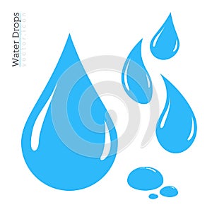 Water Drop Icon Set. Vector Raindrop Silhouette