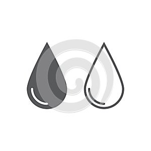 Water drop icon. solid and outline.