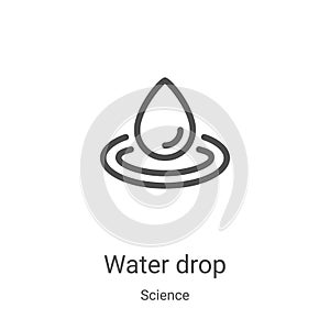 water drop icon vector from science collection. Thin line water drop outline icon vector illustration. Linear symbol for use on