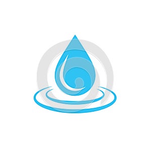 Water drop Icon with water ripples. Vector