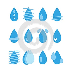 Water drop icons set. Aqua. Collection of water design elements