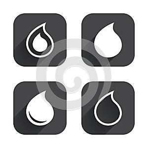 Water drop icons. Tear or Oil symbols.