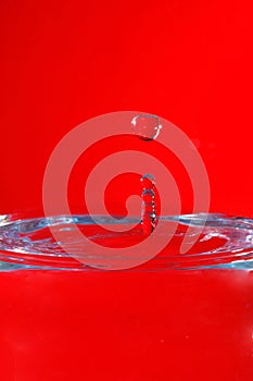 Water drop impact with water surface