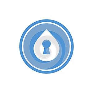 Water drop with keyhole logo vector, water lock icon design