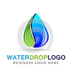 Water drop leaf logo circle plant spring nature landscape symbol,global nature elements design on white background