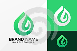 Water Drop Leaf Logo Vector Design. Brand Identity emblem, designs concept, logos, logotype element for template