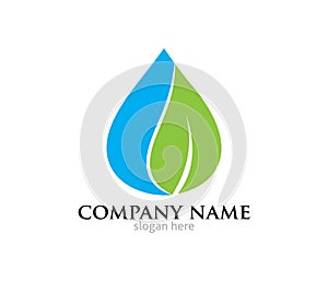 Water drop leaf pure source vector logo design