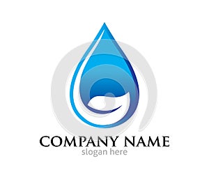 Water drop leaf pure source vector logo design