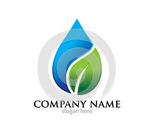 Water drop leaf pure source vector logo design