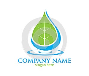 Water drop leaf pure source vector logo design