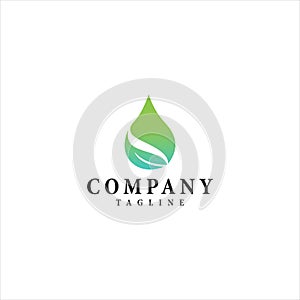 Water drop leaf vector logo design