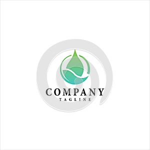Water drop leaf vector logo design