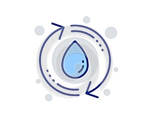 Water drop line icon. Recycle clean aqua sign. Vector