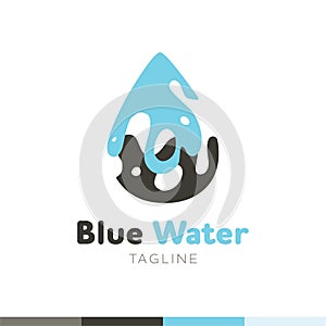 Water drop Logo abstract design vector template splash style. Wa