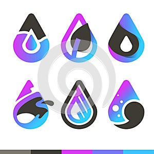 Water drop Logo abstract design vector template splash style. Wa