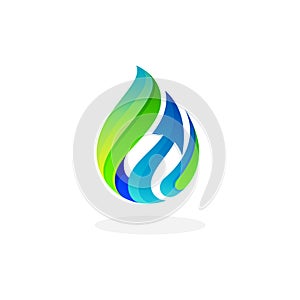 Water drop logo with arrow design illustration, nature logos