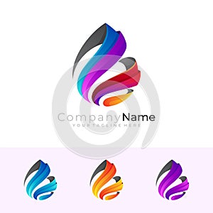 Water drop logo with colorful design template, nature logos
