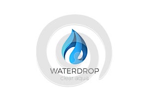 Water drop Logo design. Ribbon Waterdrop icon Aqua