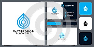 Water drop logo design vector and business card