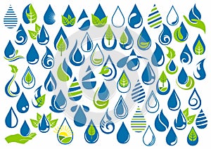 Water drop, logo, hand care, garden, nature, oil, healthy, ecology and water symbol design icon set