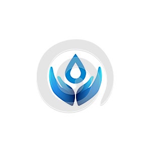 Water drop, love, hand care logo Ideas. Inspiration logo design. Template Vector Illustration. Isolated On White Background