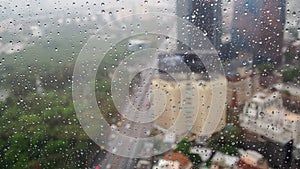 Water drop on the mirror wall after rainy.