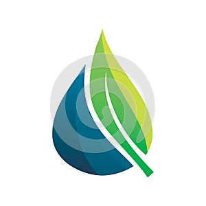 Water drop nature leaf logo design