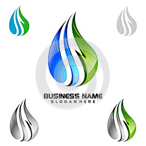 Water Drop, Oil, Gas, 3d blue water drop vector logo design