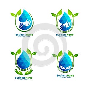 Water Drop, Oil, Gas, Natural green tree of ecology leaf logo template